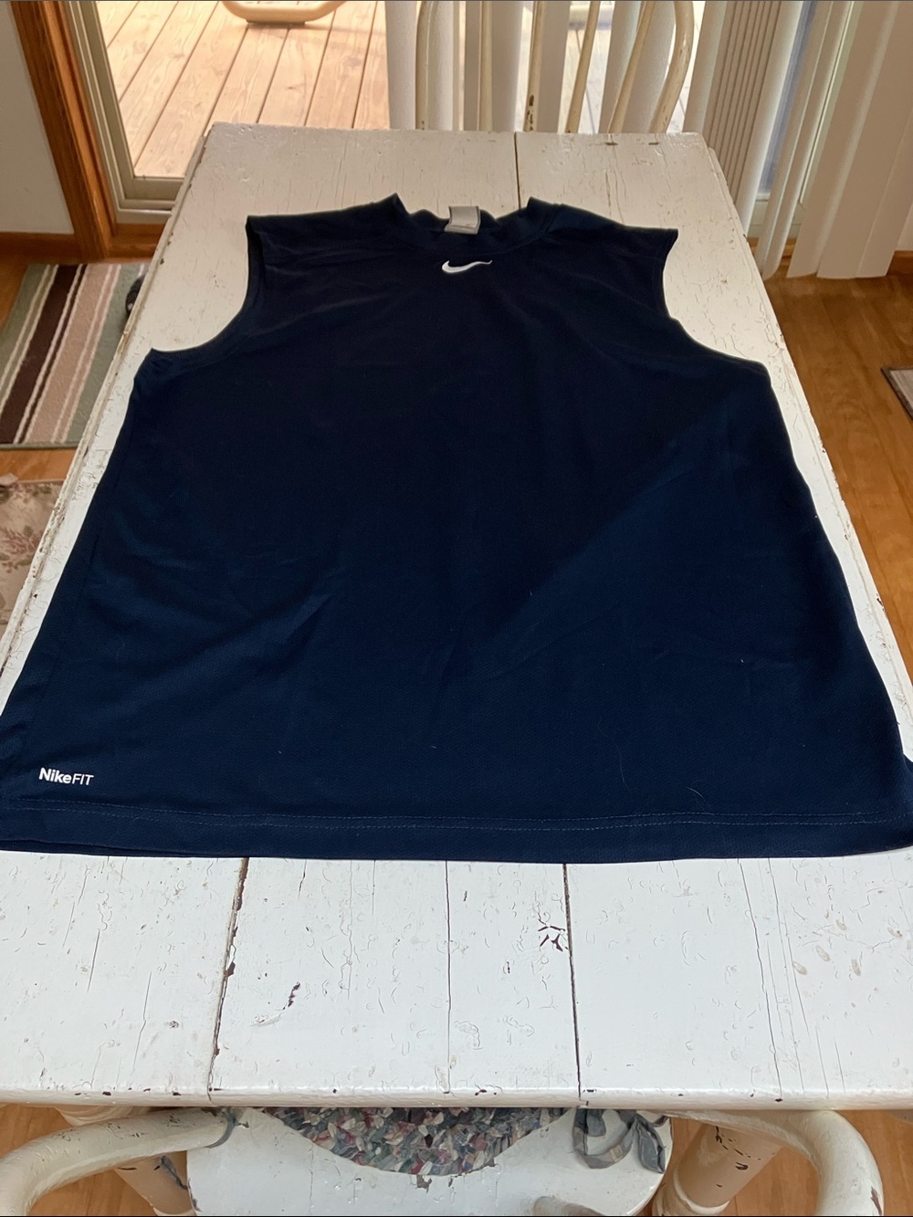 Nike Fit Dry Men’s Navy Blue L Sleeveless Tank Top Nike Swoosh center chest